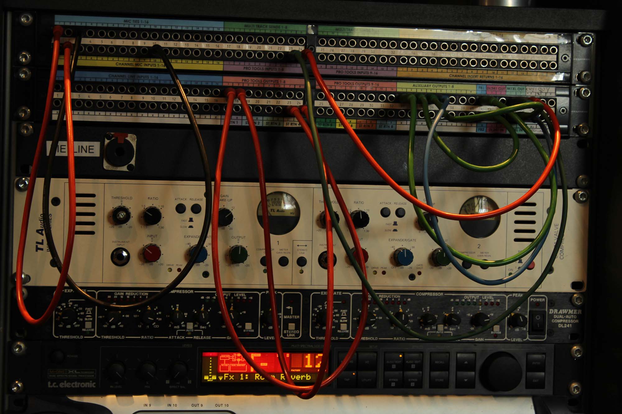 Patch bay in a Manchester studio